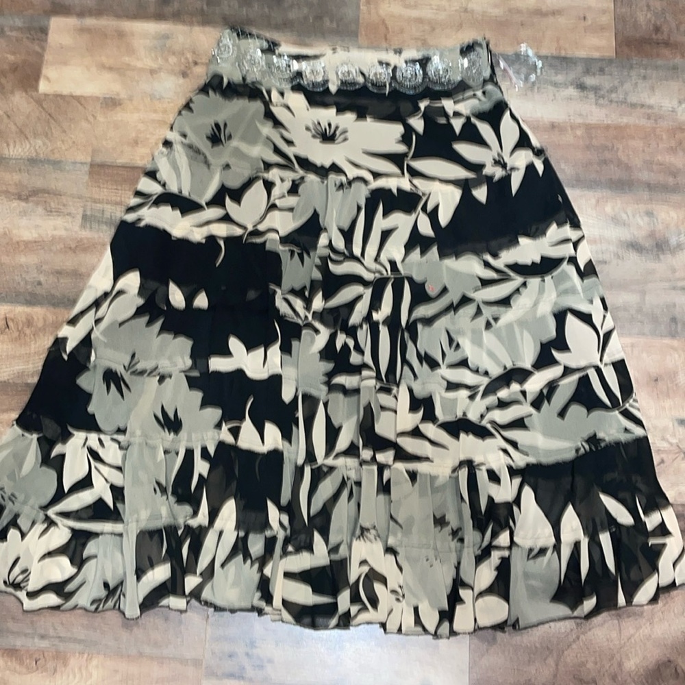 DIMRI Maxi Skirt.  Multiple Ruffle. Lined. Beautiful Embellished waist. Size 10.